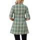 thumbnail image 3 of INSPIRAR CHIC Camisas de cuadros vintage de mujer con botones, escote en V, manga 3/4, blusa tunic casual XL verde, 3 of 6