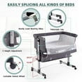 thumbnail image 7 of Newlake 3-in-1 Height Adjustable Baby Bassinet & Bedside Sleeper for Newborns, Grey, 7 of 7