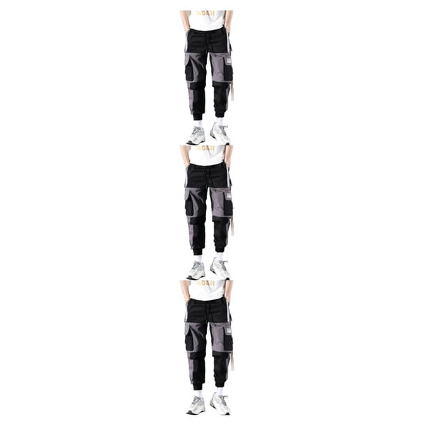 Minnieouse Pantalones Harem cómodos de poliéster para hombres - Pantalones casuales de moda y con múltiples bolsillos Moda D264black M Type1 NO1
