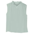 thumbnail image 6 of ManxiVoo Women's Collared Sleeveless Shell Top Slimming Silky Blouse Versatile Layering Piece for Under Suits Office Wear XXXL Size Green, 6 of 10