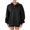 thumbnail image 1 of tarylea Womens Tops Oversized Sweatshirt Turn down Collar Long Lantern Sleeve Pullover Solid Color Loose Tunic Casual Workout Fall Tops, 1 of 8