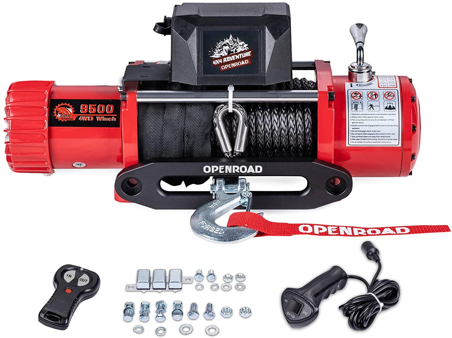 OPENROAD 9500Lbs 12 Volts Electric Winch, Winch for Truck/4×4/Jeep