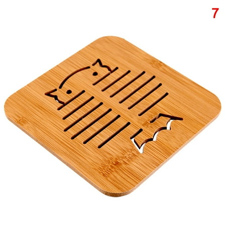 

TOPOINT 1 Pcs Isolation Pad Wooden Insulation Mat Heat Resistant Kitchen Coasters Cute Cartoon Pattern For Cup Bowl