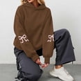 thumbnail image 5 of NinXxx Women's Bow Hoodie Long Sleeve Off Shoulder Pullover Sportswear Coffee S, 5 of 6