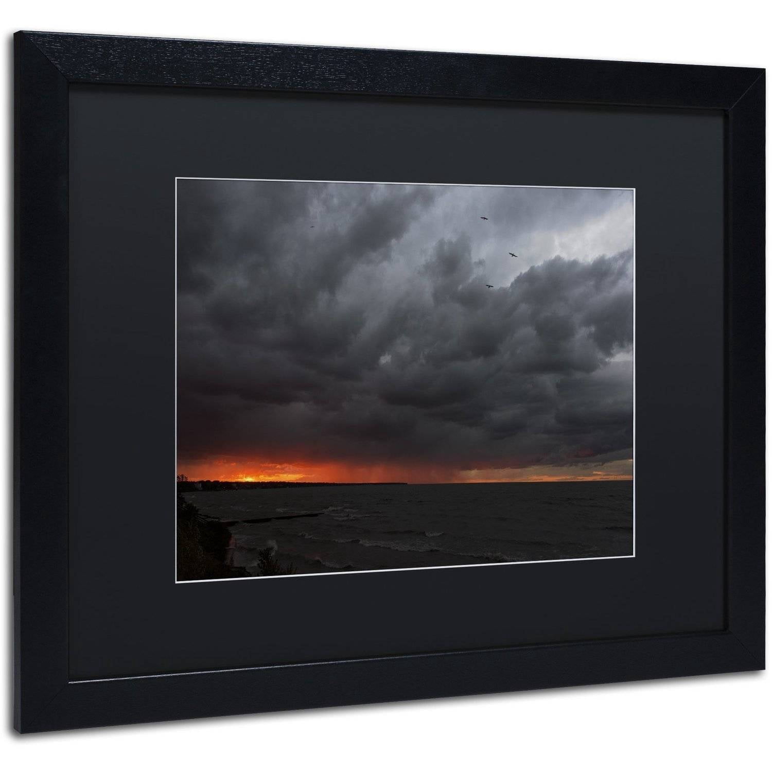 Trademark Fine Art "Stormy October Sunset" Canvas Art by Kurt Shaffer, Black Matte, Black Frame