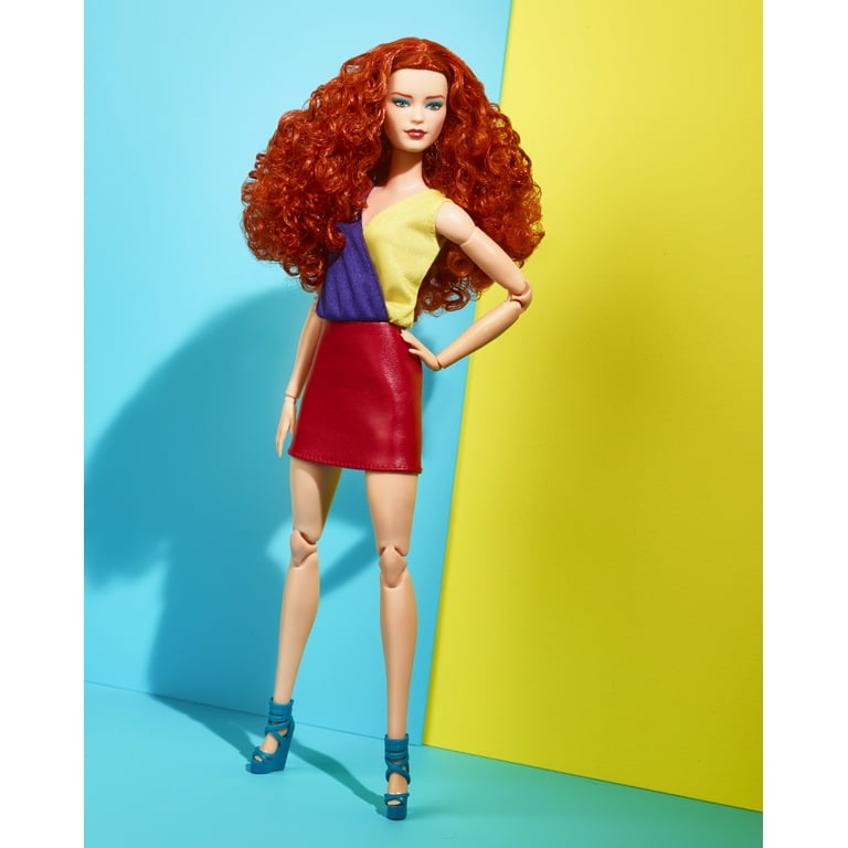 Barbie Looks Doll, Curly Red Hair, Color Block Outfit with Miniskirt 