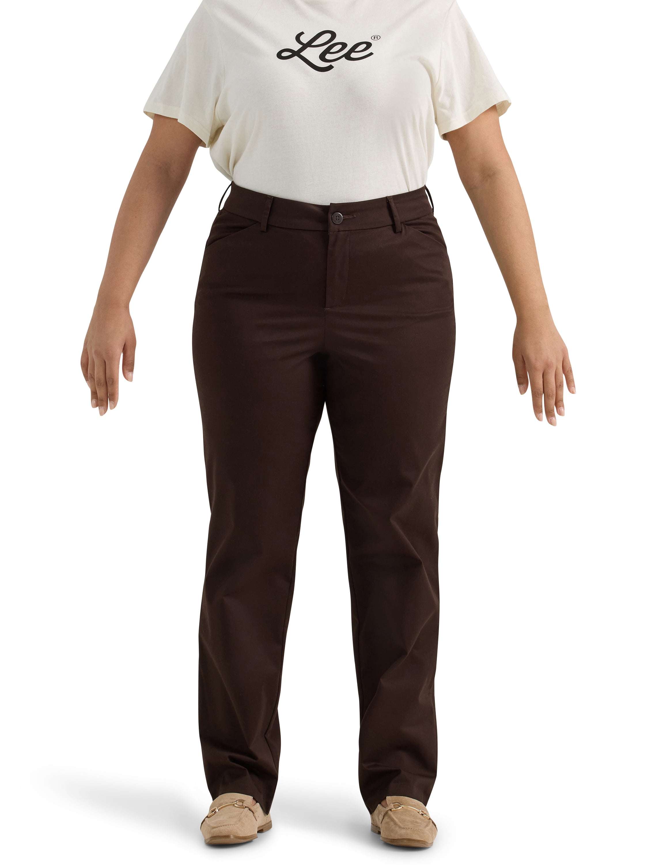 Lee Women's Plus Wrinkle Free Relaxed Fit Straight Leg Pant, Sizes 14-30