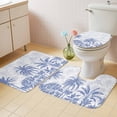 thumbnail image 2 of Palm Trees Bath Mat 3 Piece Bathroom Rug Set, Blue Tropical Plants Summer Forest Scenery Non Slip Bath Rug Contour Mat and Toilet Lid Cover, Absorbent Shower Mats Soft Bath Rugs and Mats Sets, 2 of 8
