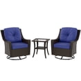 thumbnail image 5 of INTER HUT Stone Creek Patio 3 Piece Wicker Swivel Chair Set, Blue Cushions, 5 of 8