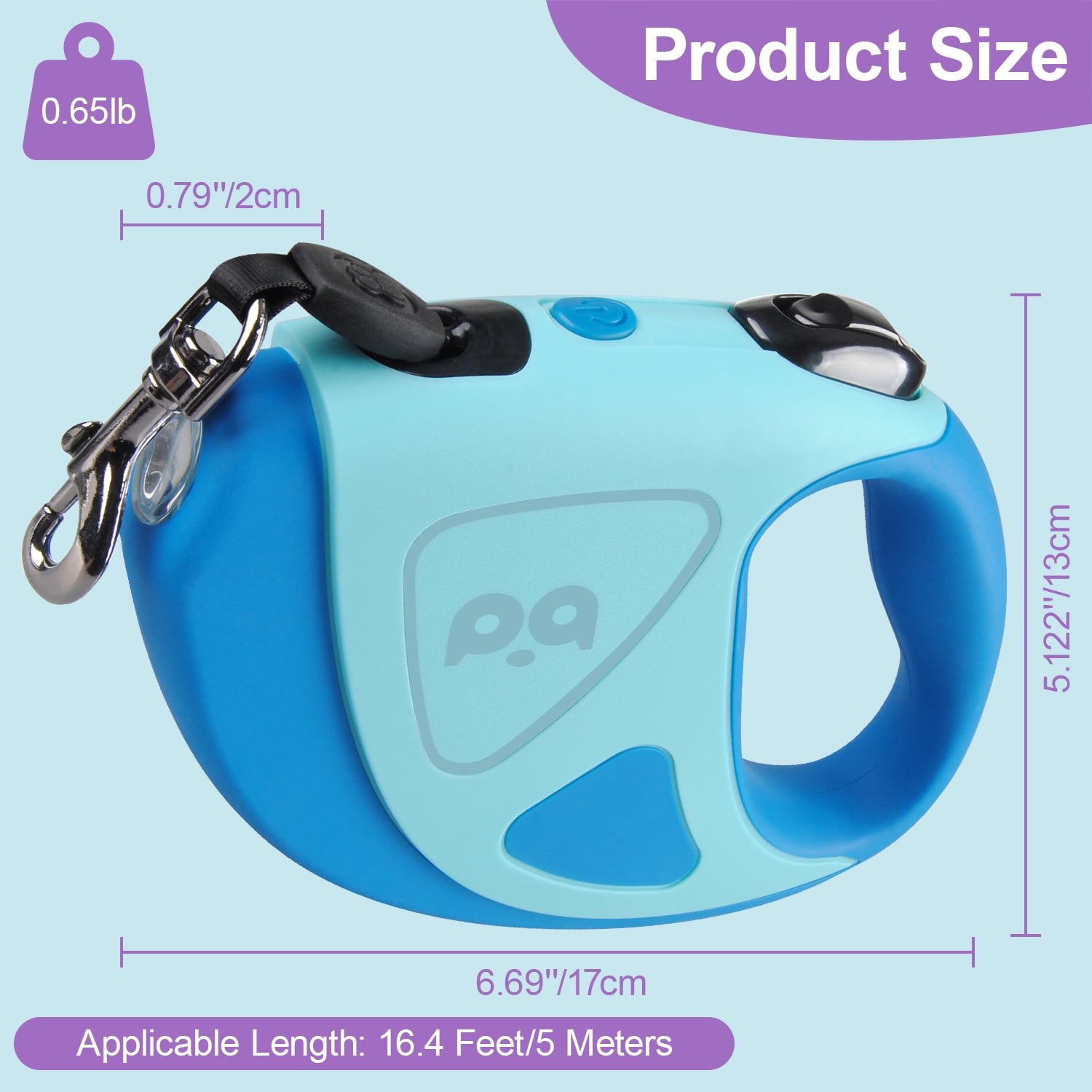 16Ft Retractable Dog Leash w/ LED Flashlight,ABCPOW Lightweight Pet Leash for Small Medium Dogs Up to 66 lbs,Anti-Slip Handle,Stainless Metal Spring Strong Nylon Tape,Tangle Free,One-Handed Brake