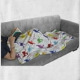 thumbnail image 6 of Kangaroo Soft Flannel Fleece Throw Blanket, Wildlife Concept of Vibrant Color Hand-drawn Animal in Random Sequence, Cozy Plush for Indoor and Outdoor Use, 70" x 90", Multicolor, by Ambesonne, 6 of 6