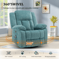 thumbnail image 6 of Korser Massage Swivel Rocker Recliner Chair with USB Ports Chenille for Living Room,Teal, 6 of 8
