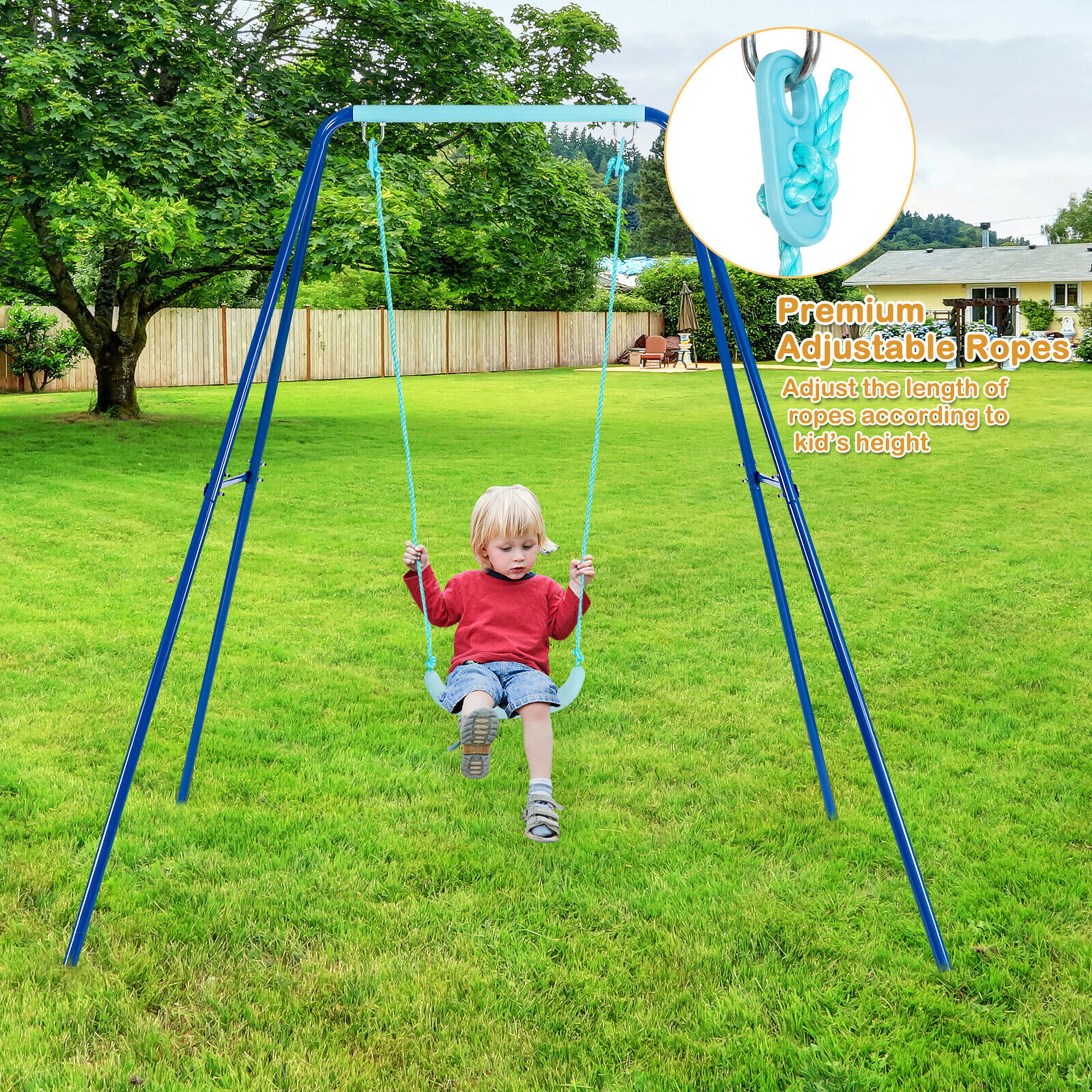 Heavy Duty Swing Seat W/ Adjustable Ropes Kid Garden Outdoor Play Swing Seat Toy 