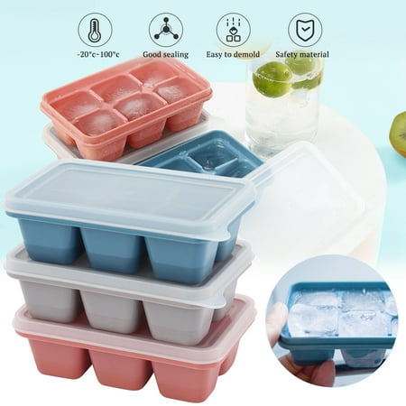 

SEARCHI Food Silicone Ice Mold Tray Home With Lid DIY Ice Cream Maker Kitchen