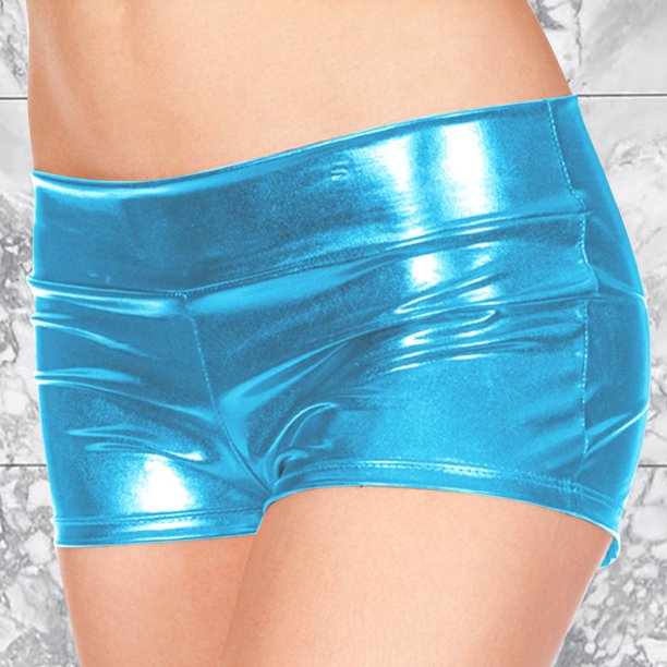 MKLEKYY Pantalones Cortos de Mezclilla para Mujer, Pantalones Cortos Metálicos para Baile, Pantalones Cortos de Imitación Ligeros para Mujer, Ropa Interior Corta