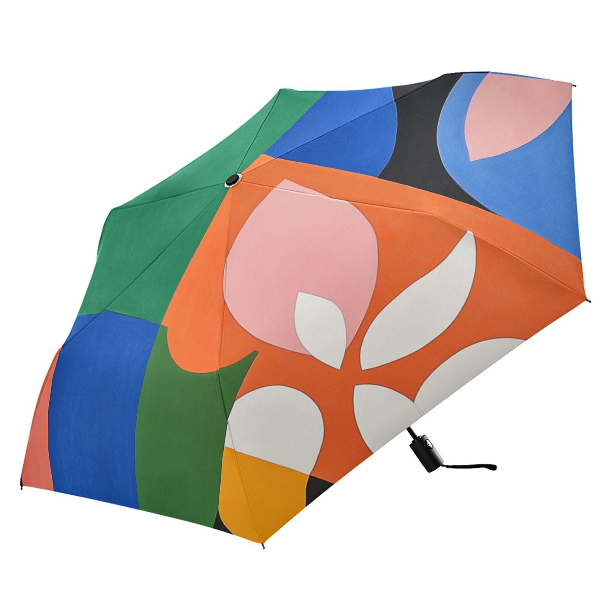 FORMRS Travel Umbrella Folding Auto Open Close Windproof Rain UV Protection, Abstract Plants