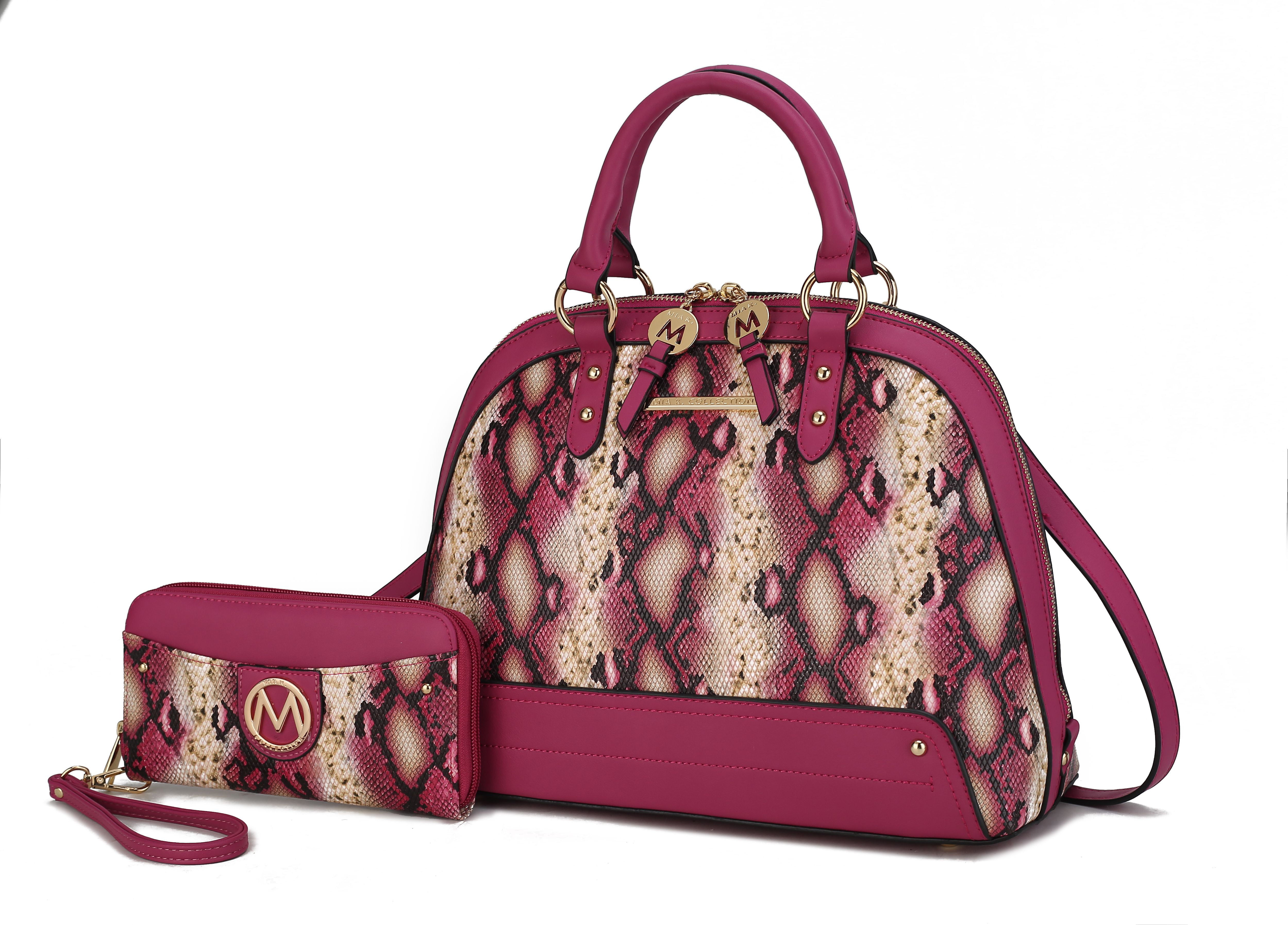 LB-150-2 Pink Trendy Ladies Faux Leather Handle Bag Shoulder Hand Bag 
