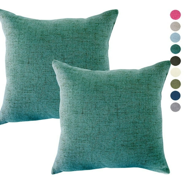 Linen Pillow Covers 18 x 18 Inch Sets of 2 Decorative Square Throw