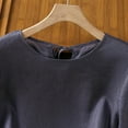thumbnail image 5 of ZQUUVOU Womens T-Shirts Solid Color Short Sleeved Ruffle Hem Crew Neck Top(Navy,XL), 5 of 8