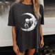thumbnail image 5 of Pntutb Blusa de manga corta con estampado de calavera, sol y luna, estilo vintage, para mujer Pntutb Pntutb-3105, 5 of 9