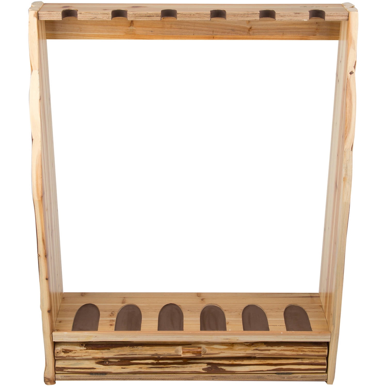 Rush Creek Creations Rustic Pine 6-Gun Floor Rack w/Storage