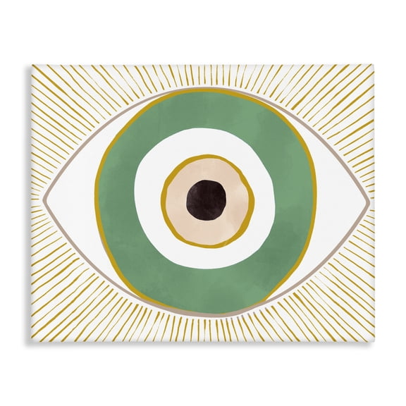Stupell Industries Bohemian Green Modern Evil Eye Symbol Canvas Art, 30 x 24, by Ziwei Li