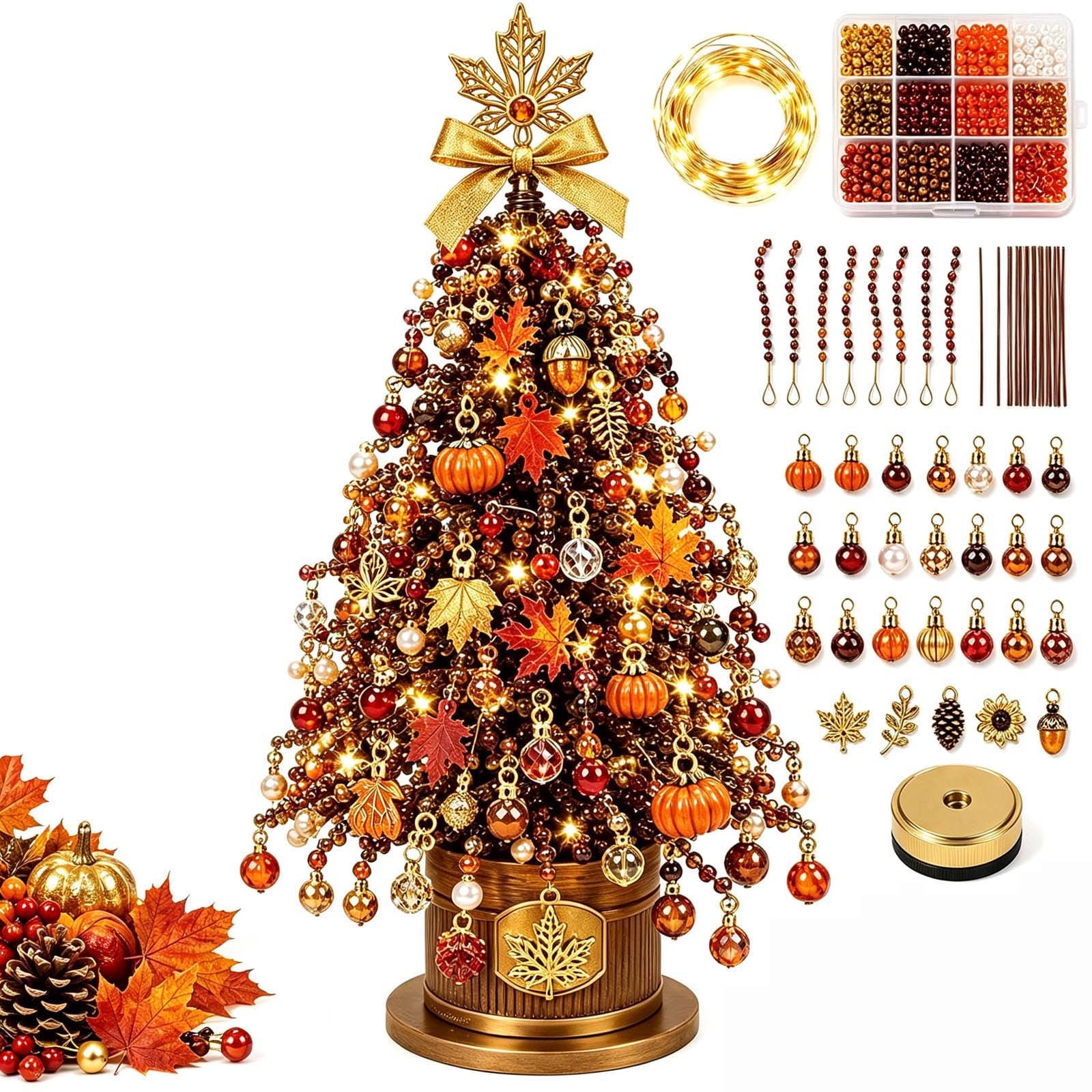 DIY Beaded Christmas Tree Kit with Lights Christmas Beading Kits for Adults Beaded Tree Kit Tabletop Xmas Decor for Home Office