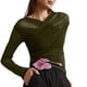 thumbnail image 3 of Blusas de Fiesta para Mujer, Modernas, con Escote en V, Larga, de Transparente y Fruncida. Verde L, 3 of 7