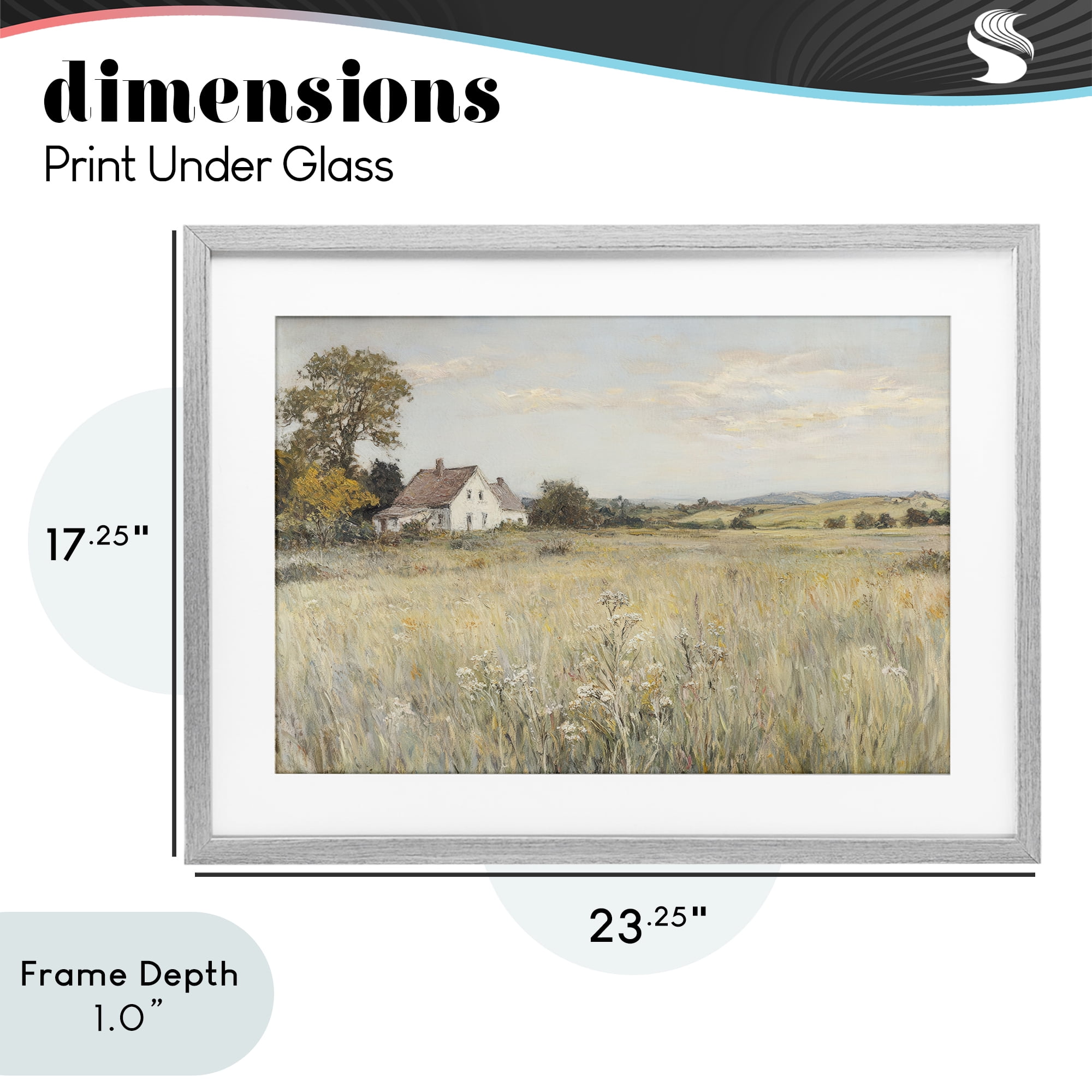Stupell Industries Country Living in Golden Meadow Gray Framed Print Under Glass, design by Petal Prints Design