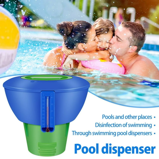 Floating Chlorine Dispenser Pools Chemical Dispenser with Thermometer Foldable Pool Chlorine Dispenser Floater with Adjustable Flow Vent 7” Diameter Holds 3” Chlorine Tablets