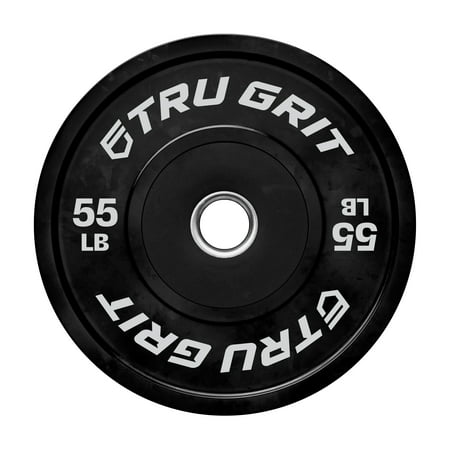 UPC: 0850021775452 | Tru Grit Fitness 55 lb Black Olympic Bumper Plate Pair Weight Set