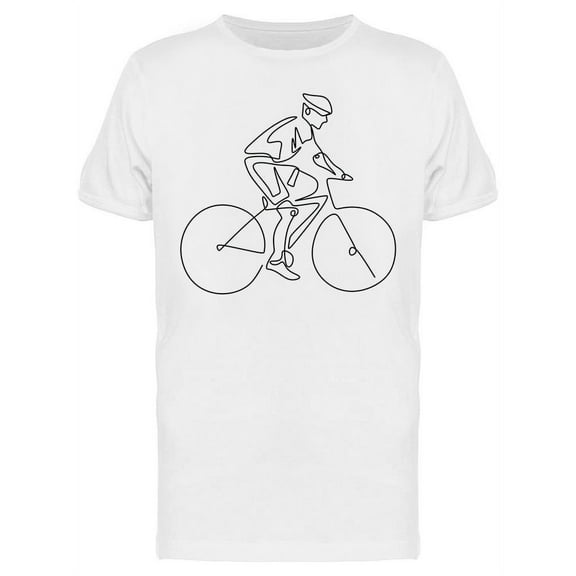 Line Drawing Cyclist T-Shirt Men -Image by Shutterstock, Male Large