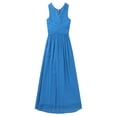 thumbnail image 4 of renvena Kids Girls V-neckline Chiffon Pleated Flower Dress Wedding Maxi Gown, 4 of 7