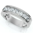 thumbnail image 2 of Pompeii 5/8Ct Men's Diamond Channel Set Brushed Wedding Ring 14k Gold Lab Grown, 2 of 7