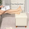 thumbnail image 4 of PINPLUS Storage Ottoman, Ottoman Cube with Tray& Wood Legs, Footstool with Storage for Bedroom Living Room Dorm, White 15 x 15 x 15.7 Inches, 4 of 9