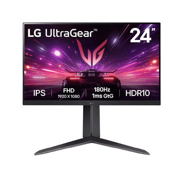 LG 24GS65F 24 inch Monitor - UltraGear™ Full HD IPS gaming monitor with 180Hz, IPS 1ms (GtG), HDR10
