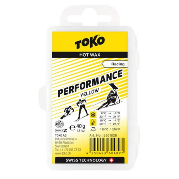 Toko Performance Ski and Snowboard Hot Wax 40g Yellow - Fluoro Free