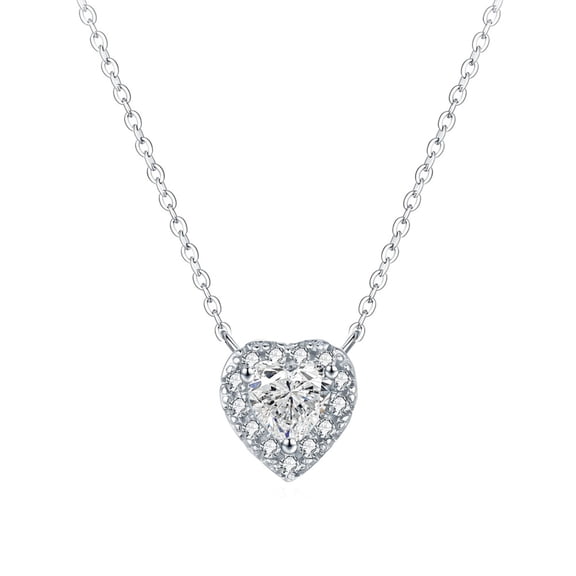 Moissanite Necklace for Women 0.8CT D Color VVS1 Heart Pendant Necklace 925 Sterling Silver Chain Wedding Necklaces for Brides 40 5CM