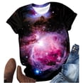 thumbnail image 4 of Women's T-shirts Women's Starry Galaxy Shirt 3D Galaxy Print T Shirt Glitter Shirt Fashion Starry Summer Shirt Round Neck Short Sleeve Top Carnival Outfit T-shirts, 4 of 4