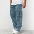 thumbnail image 2 of Wavsuf Cargo Pants for Men, Multi Pockets Casual Outdoor Straight Type Pleated Loose Fit Everyday Trousers Light Blue 3XL, 2 of 8