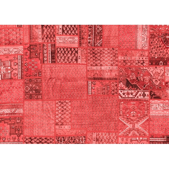 Ahgly Company Indoor Rectangle Patchwork Red Transitional Area Rugs, 5' x 8'