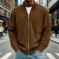 thumbnail image 2 of Men Full Zip Knit Cardigan Sevevn Long Sleeve Ribbed Stand Collar Sweater Jacket With Dual Side Hand Pockets Loose Fit Outerwear For Daily Casual And Travel Occasions, 2 of 8