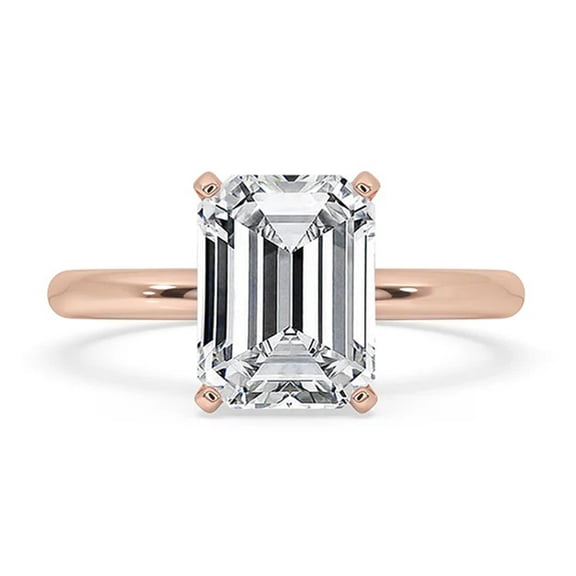 0.50 to 3 Carat Emerald Cut E VS1 Lab Grown Diamond Solitaire Ring Rose Gold