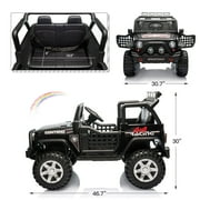 Dazone 12V Kids Ride on Jeep Car, Electric 2 Seats Off-road Jeep Ride on Truck Vehicle with Remote Control, LED Lights, MP3 Music, Black