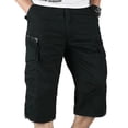 thumbnail image 1 of Mens 3/4 Long Length Elasticated Shorts Waist Cargo Combat Three Quarter Pants, 1 of 3