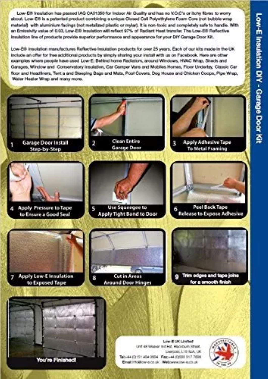 NASATECH WHITE Garage Door Insulation Kit TWO CAR GARAGE DOOR 20'Wx7'H 20'Wx8'H