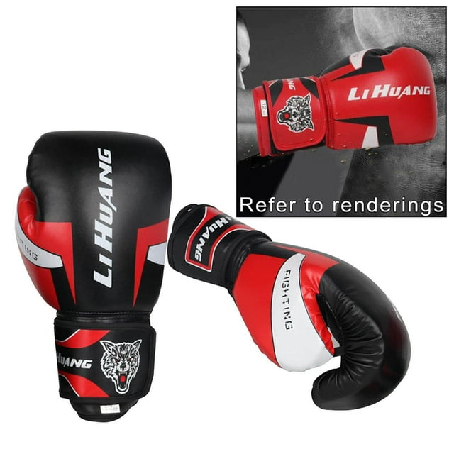 Langgg Gants d'Entraînement de Boxe pour Hommes et Femmes, Sparring, Kickboxing, GYM, Punching 12oz Noir
