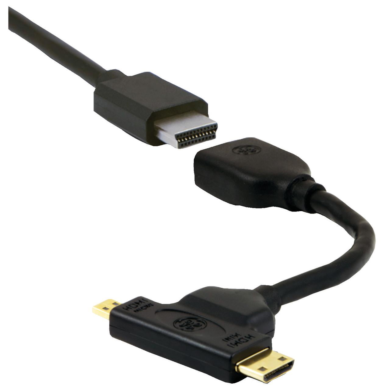 GE Micro + Mini HDMI Pigtail Adapter, 2in1