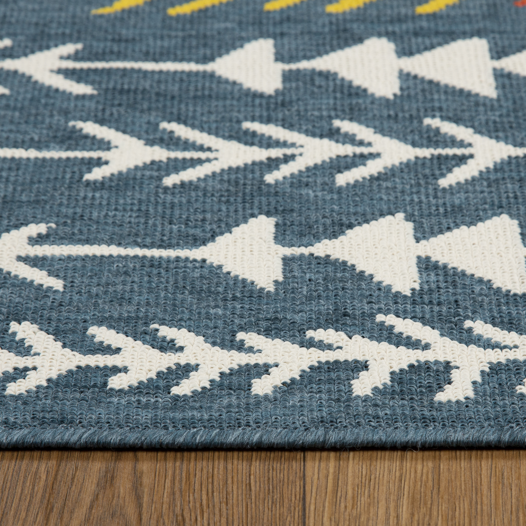 Ox Bay and Evette Rios Dora 8' x 9'9" Blue Arrows Indoor/Outdoor Area Rug