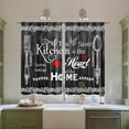 thumbnail image 3 of Farmhouse Black White Kitchen Curtains Short Small Rustic Country Fork and Spoon Wood Board Retro Vintage Window Curtains Funny Quotes Bedroom Window Drapes Treatment Tier Curtain 28x39 Inch, 3 of 6